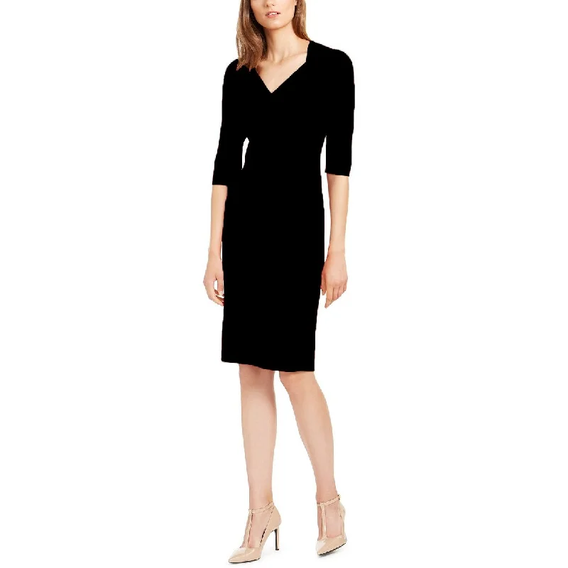 Women's Casual Beach Dresses-Calvin Klein Women's Elbow-Sleeve Sheath Dress Black Size 16