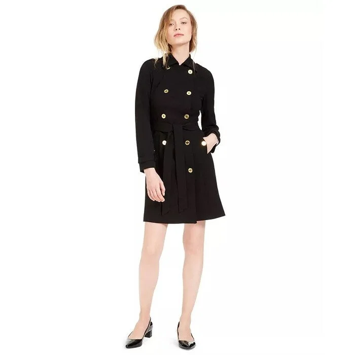 Women's Casual Dressy Dresses-Calvin Klein Women's Military-Coat Dress Black Size 10