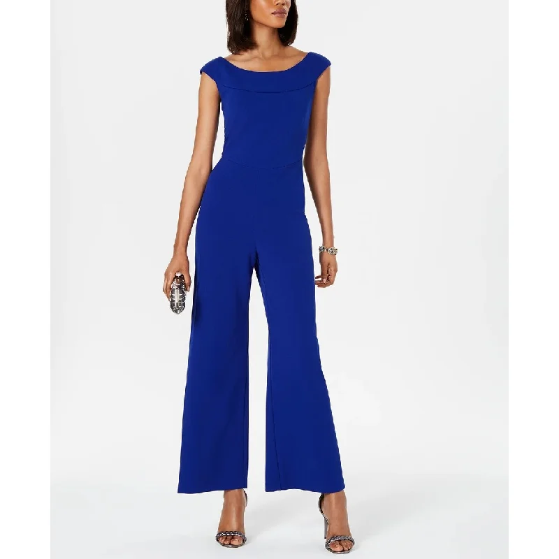 Women's Casual Long Sleeve Dresses-Connected Women's Wide-Leg Jumpsuit Med Blue Size 14