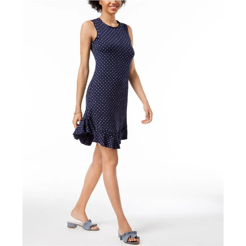 Women's Casual Midi Beach Dresses-Maison Jules Women's Dot-Print A-Line Dress Blue Notte Size 2 Extra Large - XX-Large