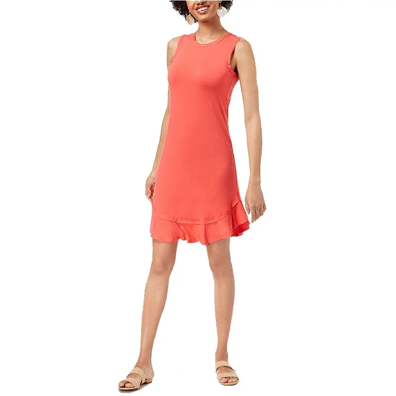 Women's Casual Babydoll Dresses-Maison Jules Women's Ruffled Hem A-Line Dress Crushed Coral Size Extra Small