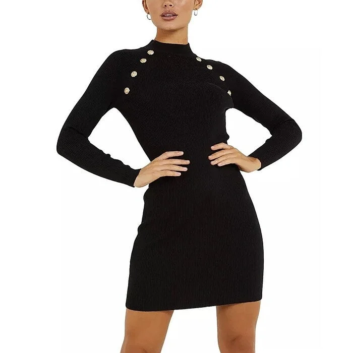 Women's Casual Vacation Print Dresses-QUIZ Women's Embellished Bodycon Dress Black Size 6