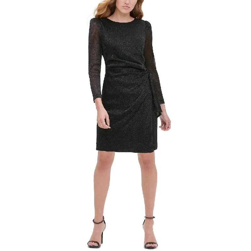 Women's Casual Concert Print Dresses-Tommy Hilfiger Women's Metallic Sheath Dress Black Size 2