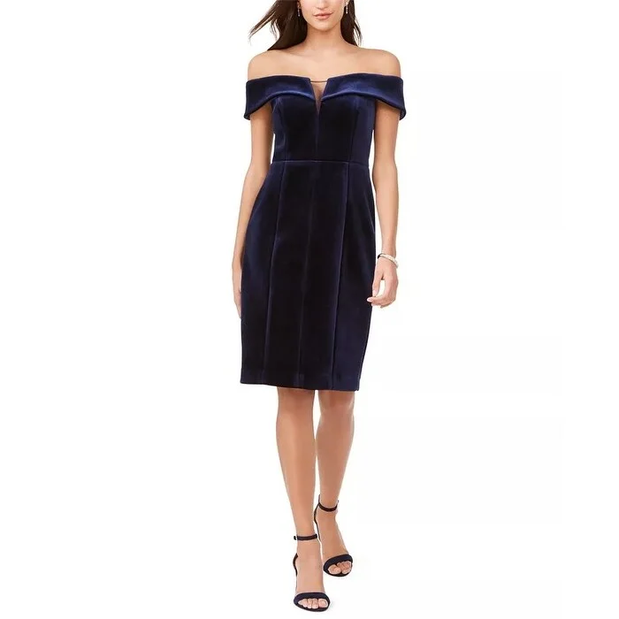 Women's Casual Off-Shoulder Dresses-Vince Camuto Women's Strapless Velvet Dress Navy Size 10