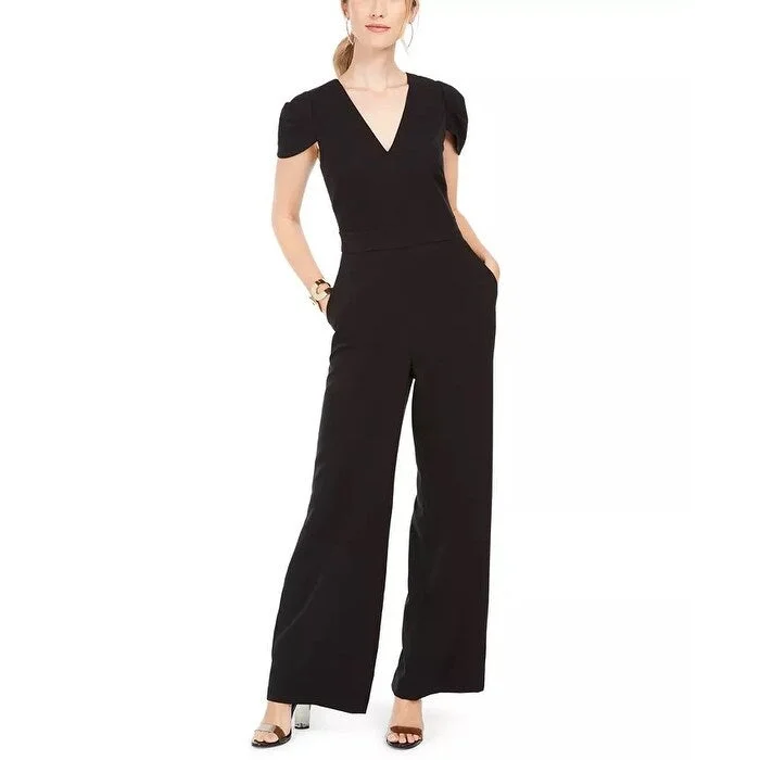 Women's Casual Pleated Dresses-Vince Camuto Women's Wide-Leg Jumpsuit Black Size 14