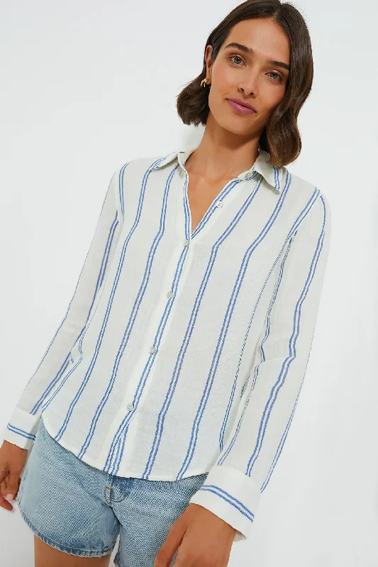 Women's Tie-Dye Blouses-Back Bay Stripe Dream Cotton Gauze Shirt