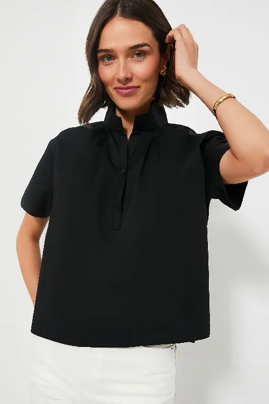 Women's Trendy Blouses-Black Finn Popover