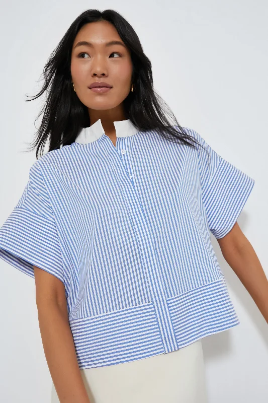 Women's Button Down Shirts-Blue Stripe Sofia Shirt