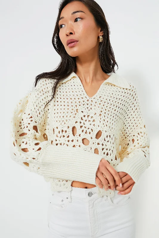 Women's Bishop Sleeve Blouses-Cream Mady Top