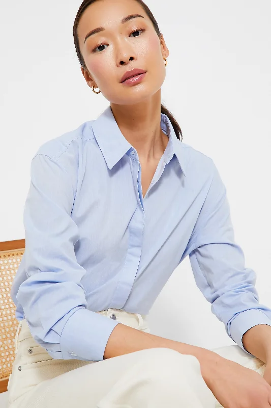 Women's Applique Blouses-French Blue Nadine Boyfriend Button Down