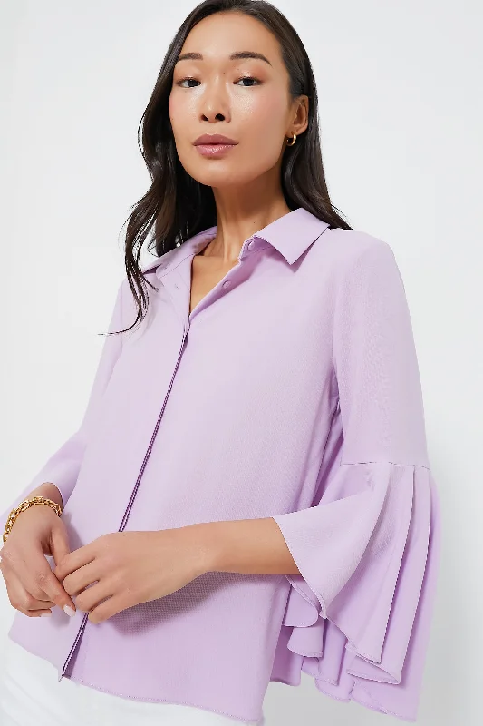 Women's Textured Blouses-Lilac Norah Bell Sleeve Blouse