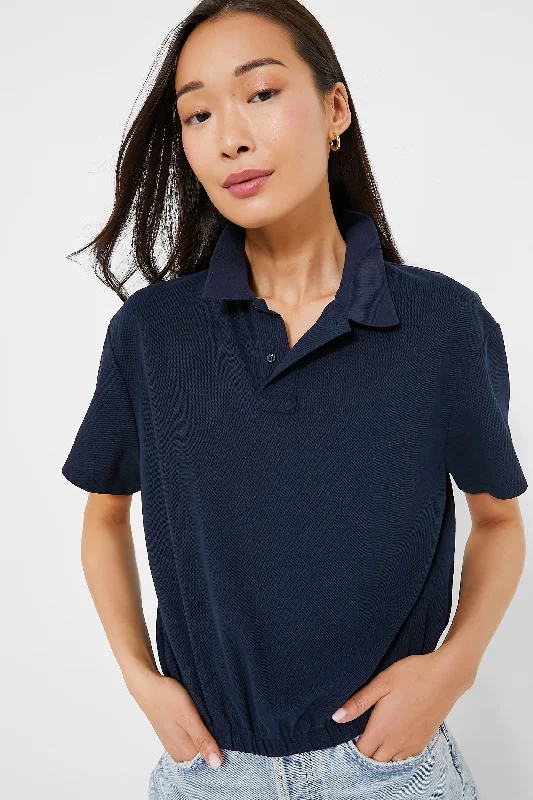 Women's Tuxedo Shirts-Navy Collins Polo