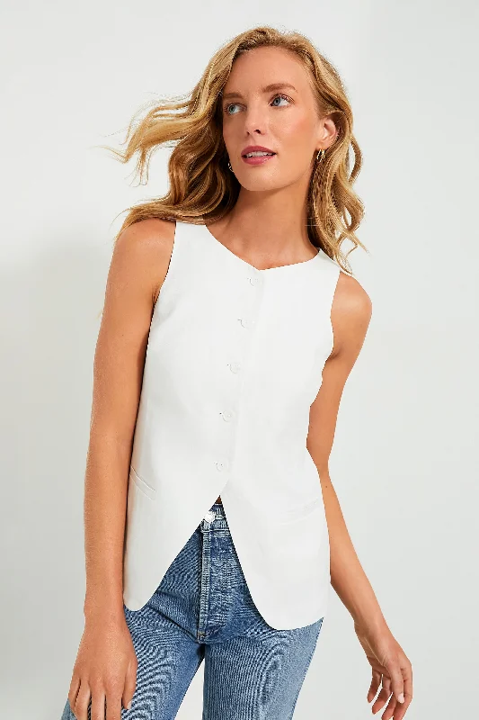 Women's Sequin Blouses-Off White Liv Vest