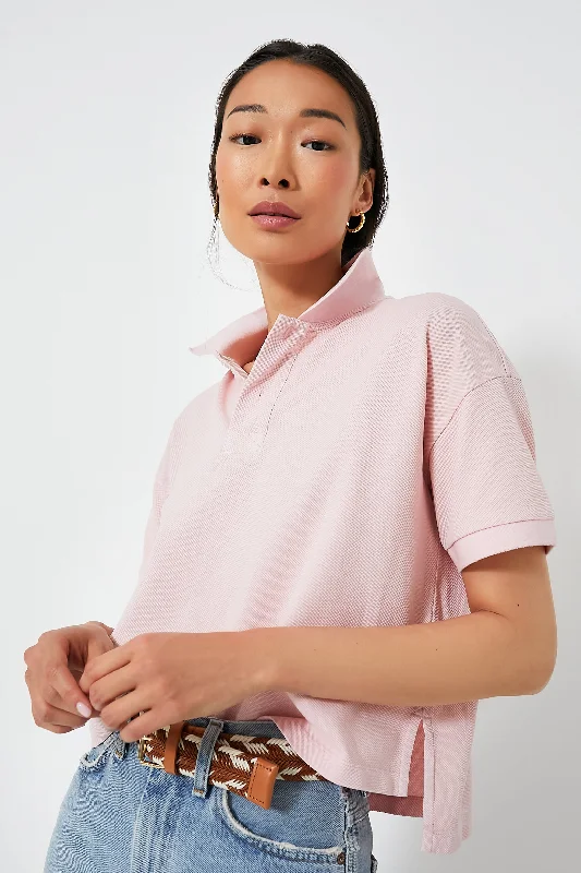 Women's Chiffon Shirts-Pink Pique Holmes Boyfriend Polo