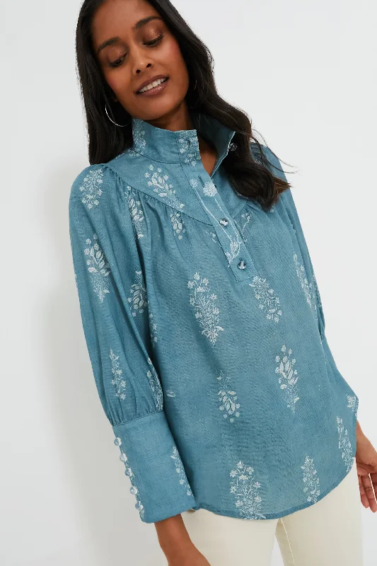 Women's Cropped Blouses-Weathered Meadow Rue Corrigan Blouse