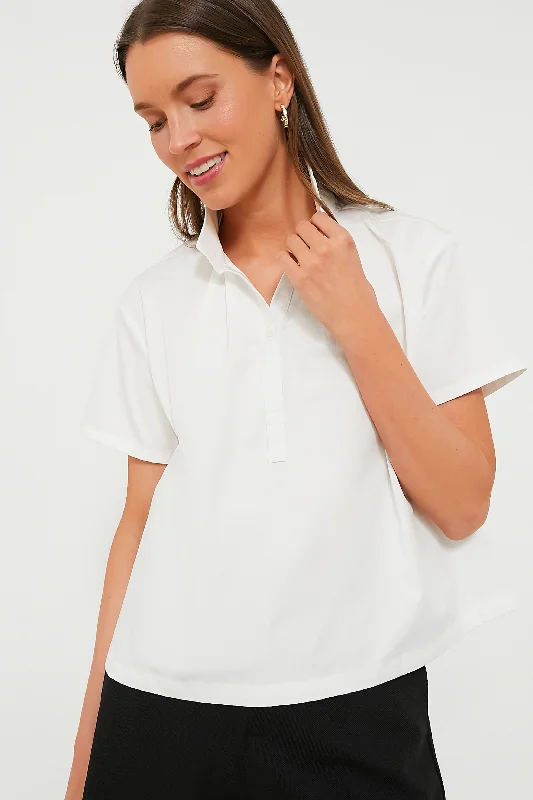 Women's Tiered Blouses-White Finn Popover