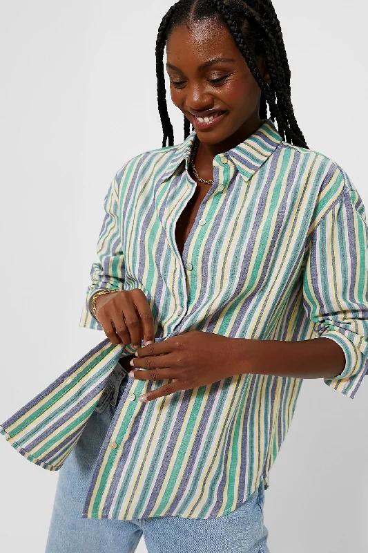 Women's Button-Up Shirts-Zephyr Stripe Keegan Button Down