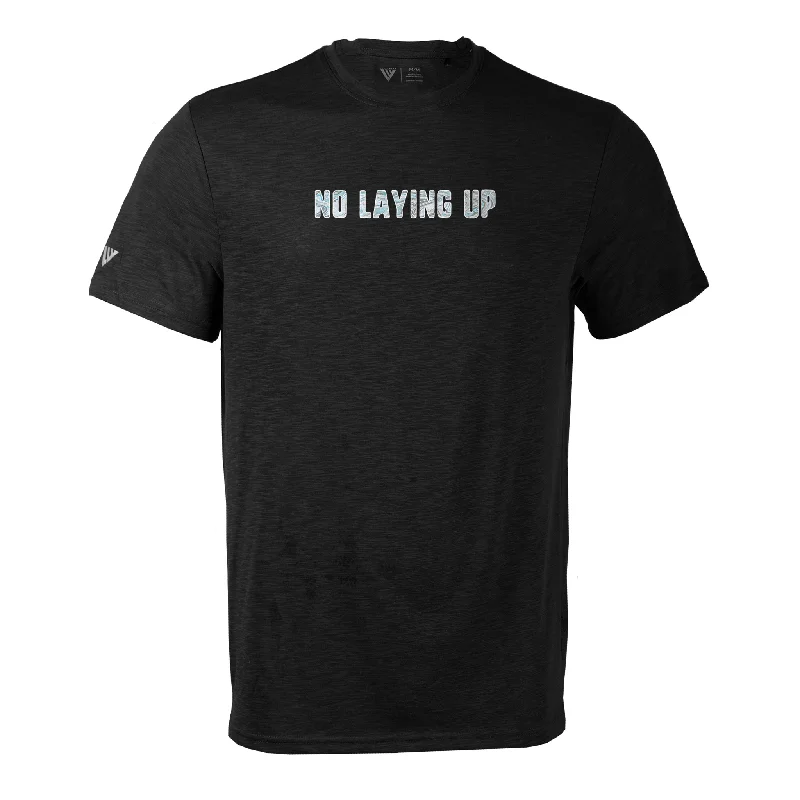 Women's Chain Detail T-Shirts-No Laying Up Marble Print T-shirt by Levelwear | Black