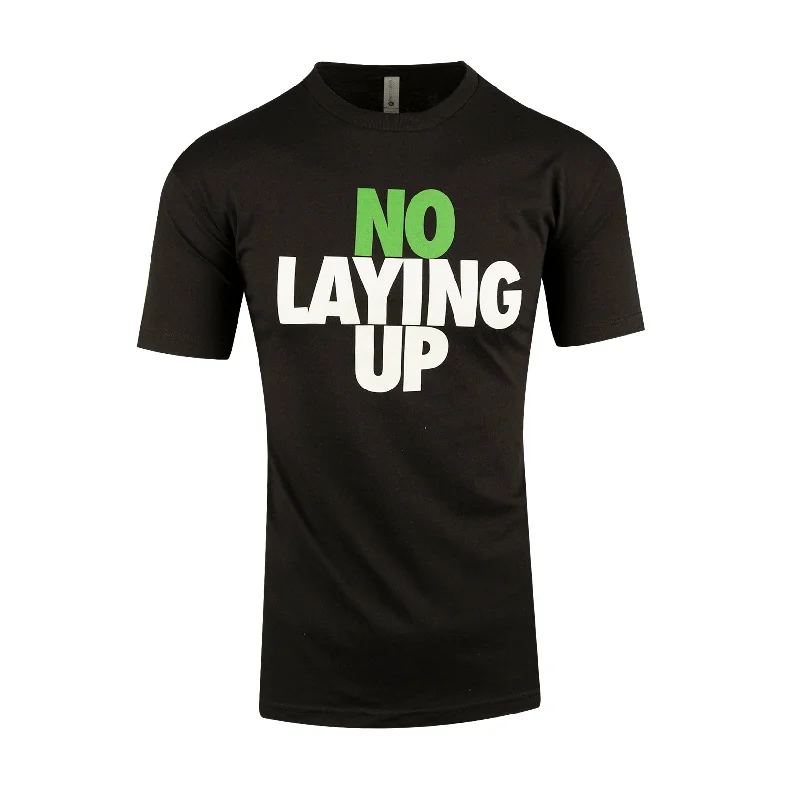 Women's Breathable T-Shirts-No Laying Up T-shirt | Heather Black - Green & White Logo