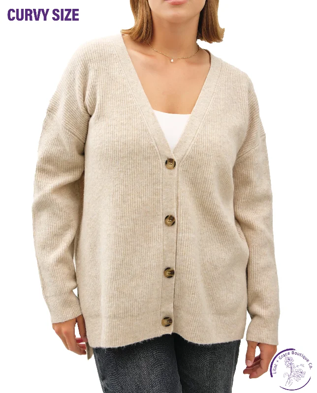 Women's Thermal Pencil Cardigans-Curvy Button Down Cardigan