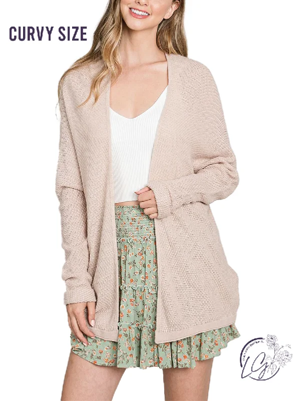 Women's Thermal Ruffle Cardigans-Curvy Tranquil Breeze Kimono Cardigan