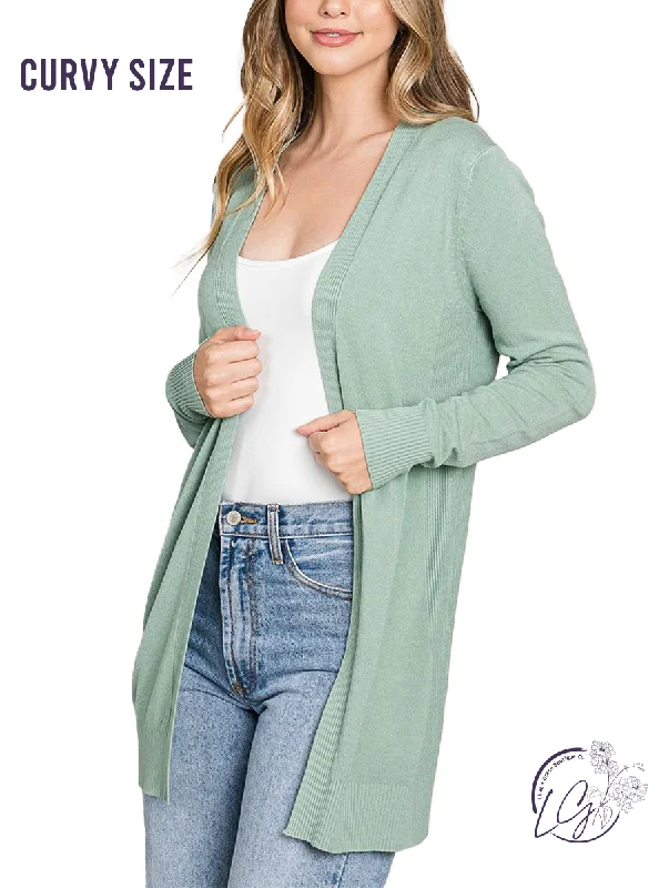 Women's Thermal Pleated Cardigans-Curvy Breathable Open Front Cardigan