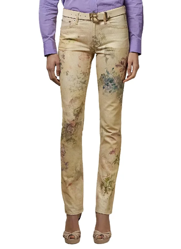 Women's Formal Pants-160 Slim Floral Full Length Pant In Faded Floral