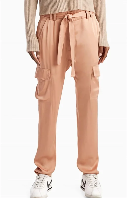 Women's Animal Print Pants-Adam Cargo Pants In Rose