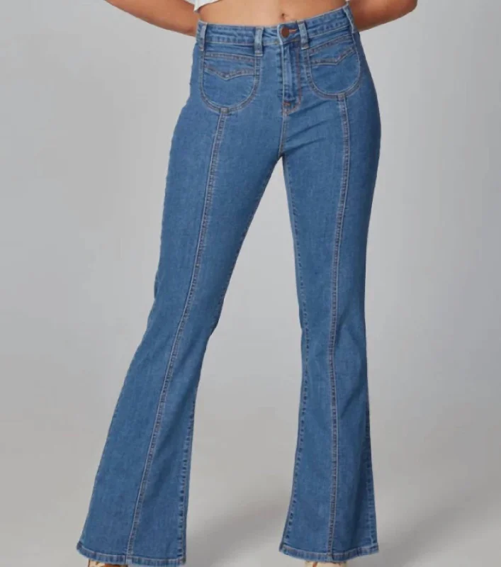 Women's Concert Pants-Alice High-Rise Flare Jeans In Blue