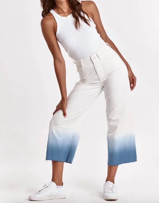 Women's Pleated Front Pants-Audrey Crop Wide Leg In Misty Snow