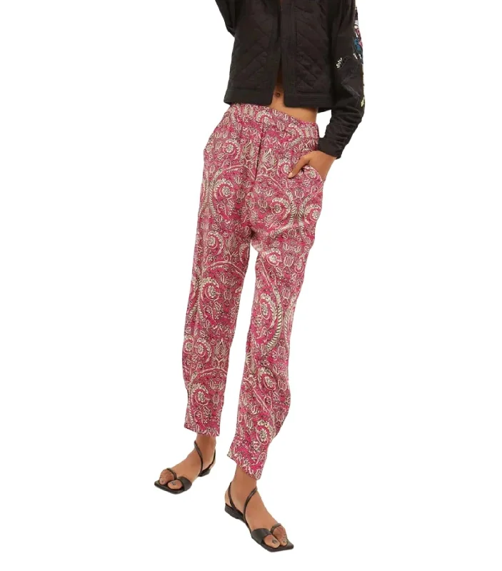 Women's Herringbone Pants-Besalu Floral Pants In Mix 1 Pink