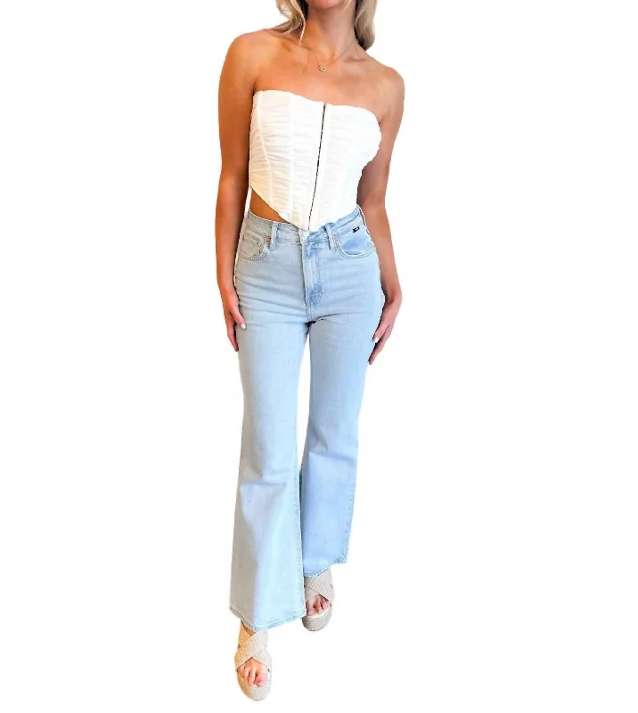 Women's Concert Pants-Bleached Recycled Jean In Blue