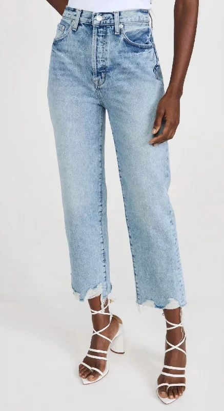 Women's Hem Detail Pants-Cassie Crop Jeans In Palace