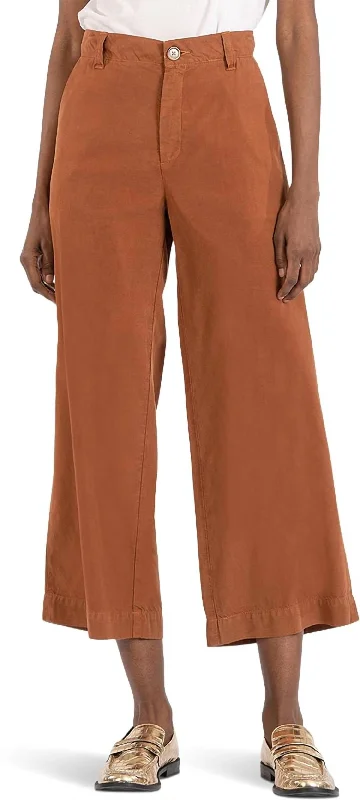 Women's Lace Pants-Charlotte Wide Leg Trouser In Chestnut