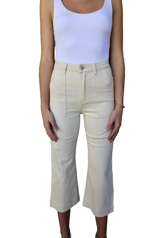 Women's Chino Pants-Claire Cropped Cargo Pants In Cream