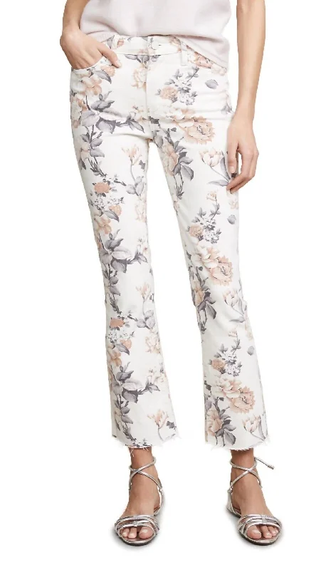 Women's Dance Pants-Colette Crop Flare Jean In Desert Wildflower