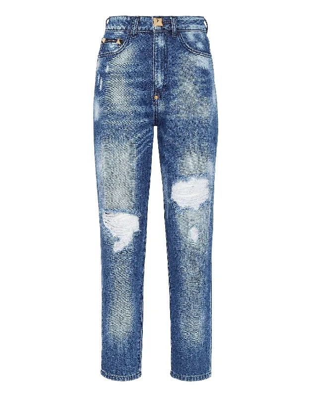 Women's Mid Rise Pants-Denim Boyfriend