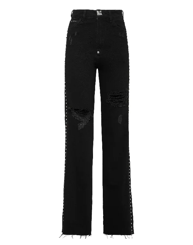 Women's Maxi Pants-Denim Palace Fit Crystal Cable