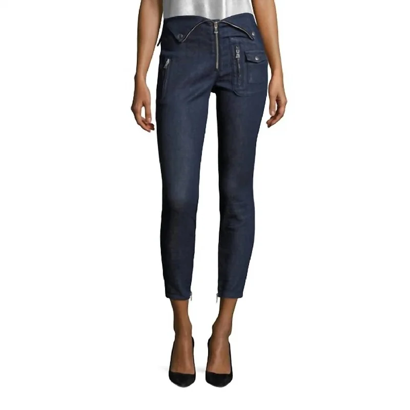 Women's Washed Pants-Diavolina Biker Jeans In Raw