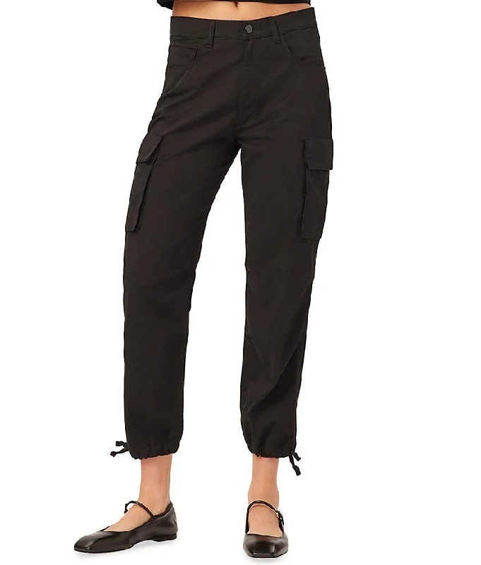 Women's Bell Bottom Pants-DL1961 Women Gwen Jogger: Cargo Side Pockets Black (Twill) Pants