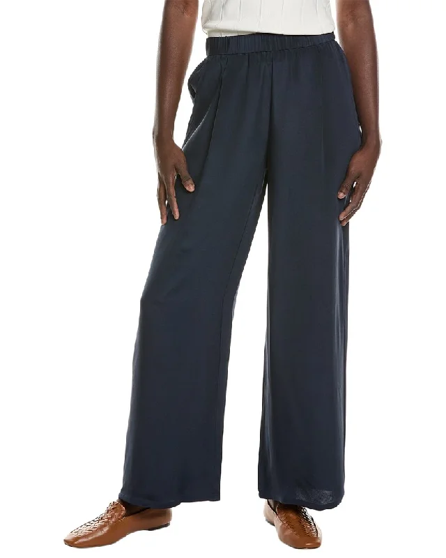 Women's Feminine Pants-EILEEN FISHER High Waisted Wide Silk Flare Pant