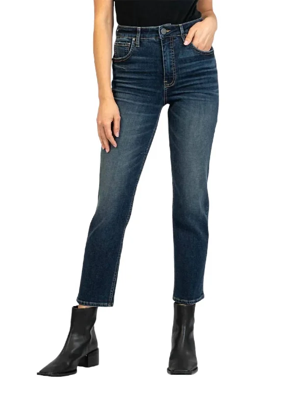 Women's Retro Pants-Elizabeth High Rise Straight Leg Jean In Resounding