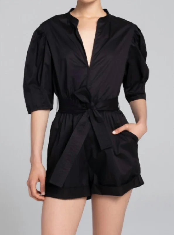 Women's Travel Pants-Erica Romper In Black