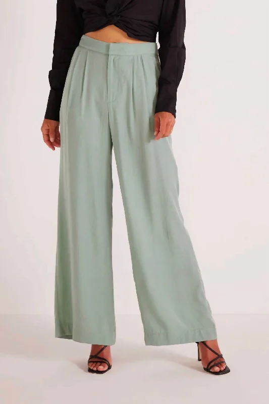 Women's Embroidered Pants-Eva Wide Leg Pant In Mint