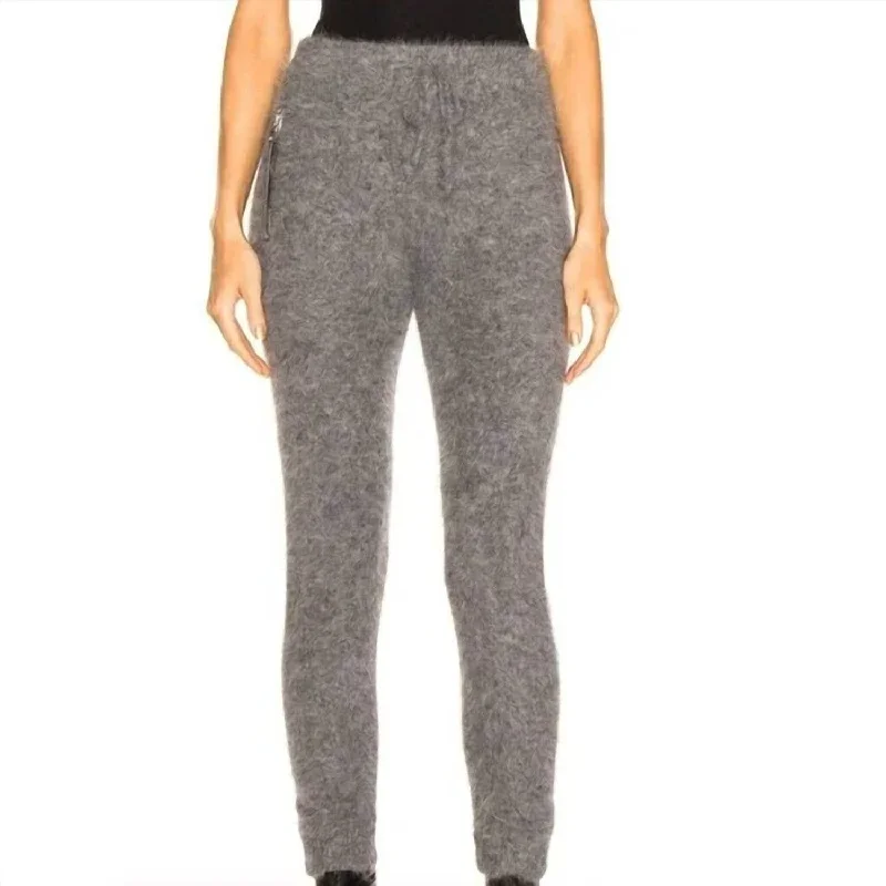 Women's Split Leg Pants-Finn Mohair Track Pant In Grey