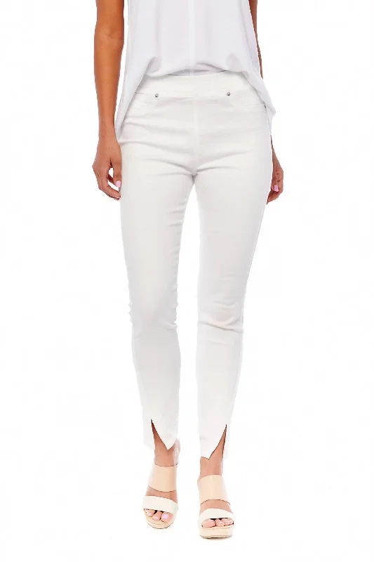 Women's Leggings Pants-Fyre Split Hem Jeans In White