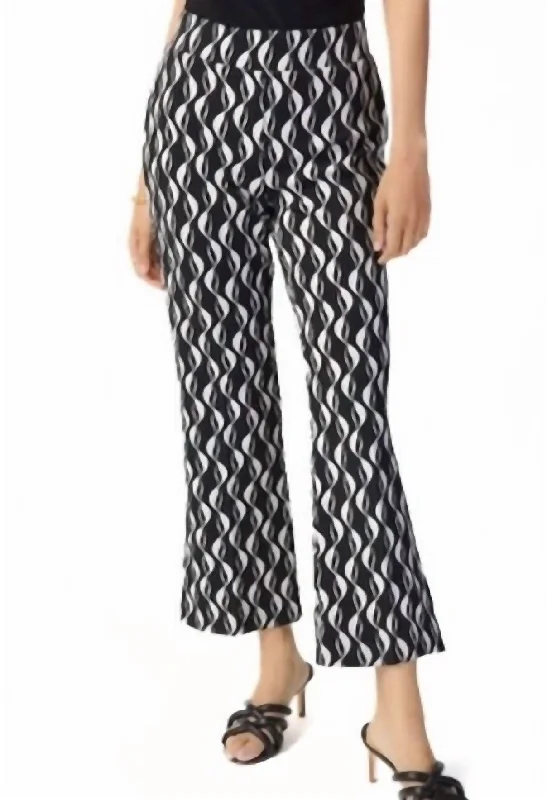 Women's Embroidered Pants-Geometric Print In Black