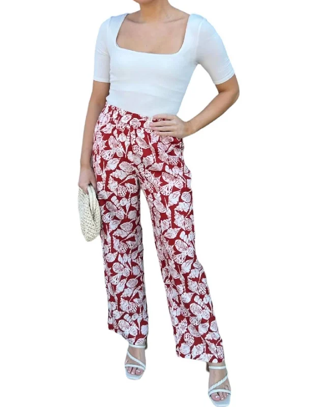 Women's Chino Pants-Gia Shell Printed Pants In Red