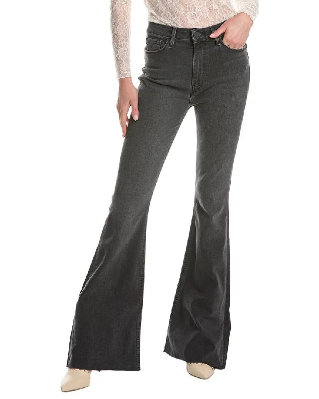 Women's Subtle Color Pants-HUDSON Jeans Holly High-Rise Washed Black Flare Jean