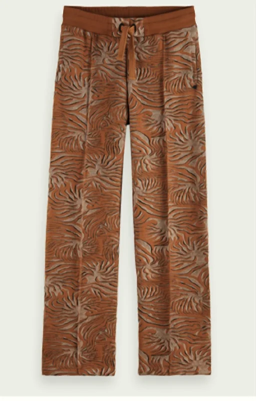 Women's Workout Pants-Jacquard Sweatpants In Brown